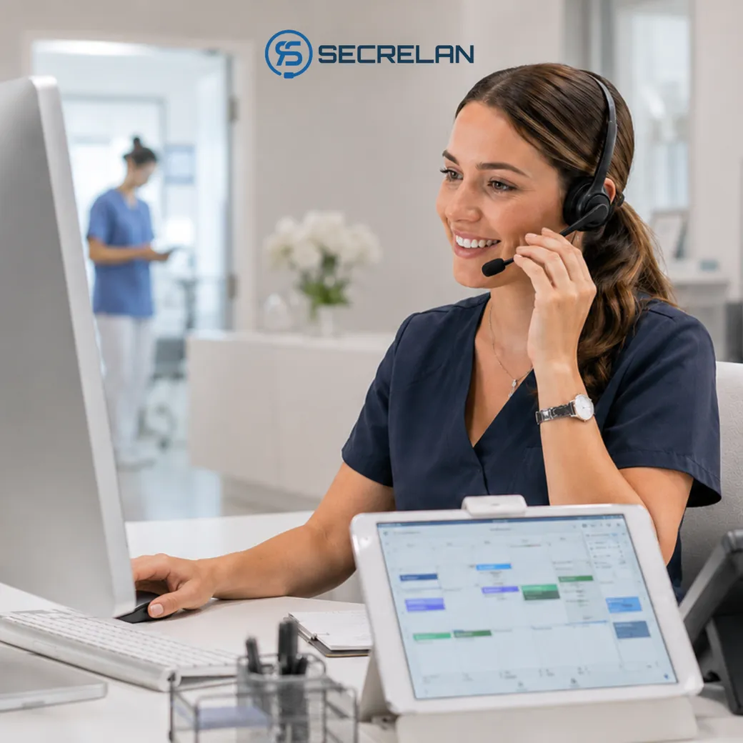 Secretaria virtual gestionando la agenda de una clínica